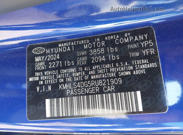 KMHLS4DG5RU821909 2024 HYUNDAI ELANTRA Синий Вид подкапотного пространства