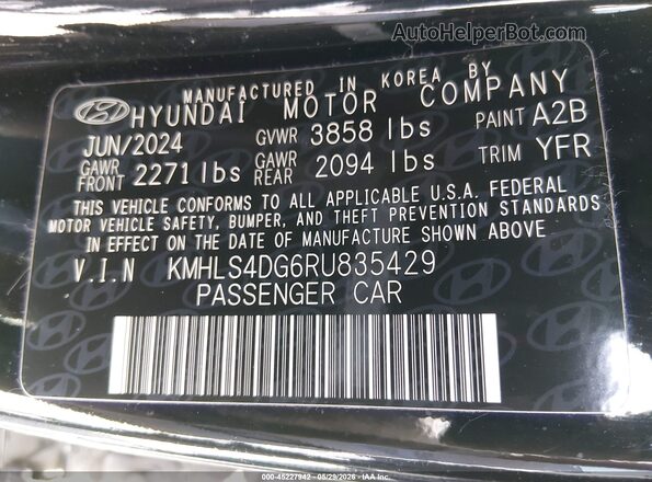 KMHLS4DG6RU835429 2024 HYUNDAI ELANTRA Black Engine compartment view
