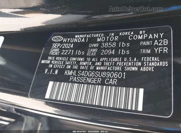 KMHLS4DG6SU890601 2025 HYUNDAI ELANTRA Black ძრავის განყოფილების ხედი