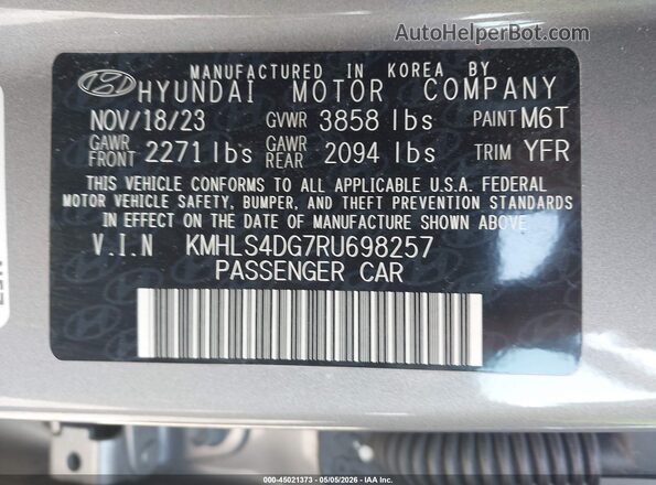 KMHLS4DG7RU698257 2024 HYUNDAI ELANTRA Серый Вид подкапотного пространства