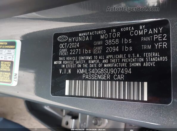 KMHLS4DG8SU907494 2025 HYUNDAI ELANTRA Gray Շարժիչի բաժամունքի տեսք