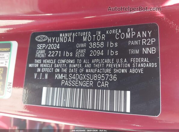 KMHLS4DGXSU895736 2025 HYUNDAI ELANTRA Красный Вид подкапотного пространства