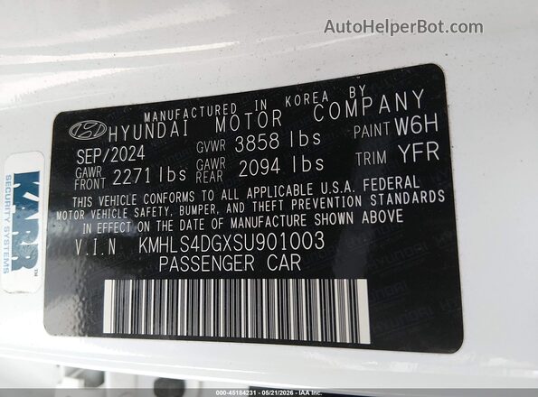 KMHLS4DGXSU901003 2025 HYUNDAI ELANTRA Белый Вид подкапотного пространства
