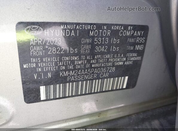 KMHM24AA5PA036728 2023 HYUNDAI IONIQ 6 Серебряный Вид подкапотного пространства