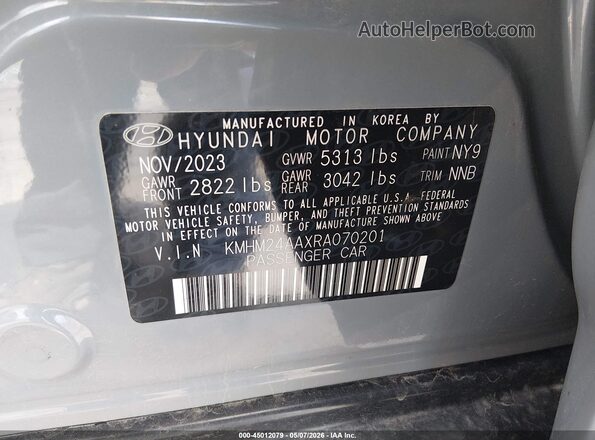 KMHM24AAXRA070201 2024 HYUNDAI IONIQ 6 Gray Widok komory silnika