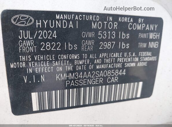 KMHM34AA2SA085844 2025 HYUNDAI IONIQ 6 White Vista del compartimento del motor