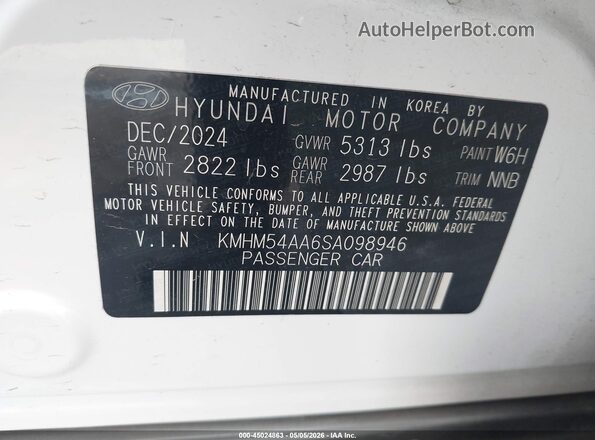 KMHM54AA6SA098946 2025 HYUNDAI IONIQ 6 White Engine compartment view