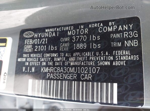KMHRC8A30MU102107 2021 HYUNDAI VENUE Gray Շարժիչի բաժամունքի տեսք