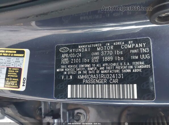 KMHRC8A31RU324131 2024 HYUNDAI VENUE Blue Widok komory silnika