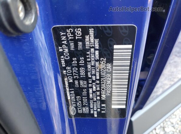 KMHRC8A32LU023052 2020 HYUNDAI VENUE Blue Vista de la etiqueta del VIN