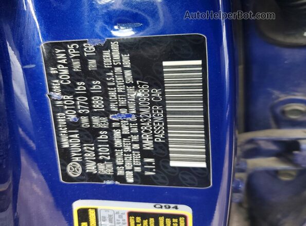 KMHRC8A32MU098867 2021 HYUNDAI VENUE Blue 