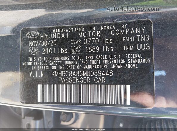 KMHRC8A33MU089448 2021 HYUNDAI VENUE Blue Вид підкапотного простору