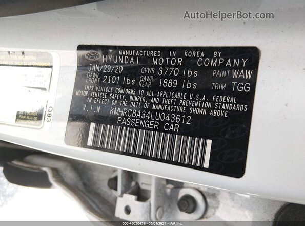KMHRC8A34LU043612 2020 HYUNDAI VENUE White Widok komory silnika