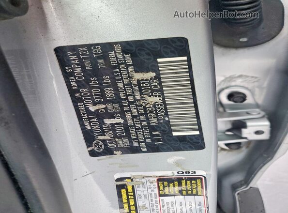 KMHRC8A36LU018114 2020 HYUNDAI VENUE Silver VIN կոդի պիտակի տեսք