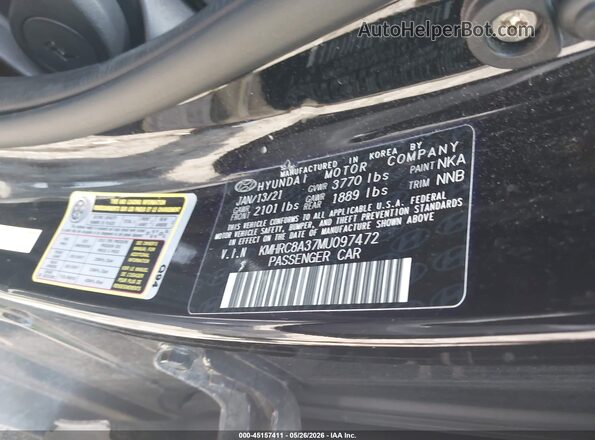 KMHRC8A37MU097472 2021 HYUNDAI VENUE Black Widok tylnych siedzeń