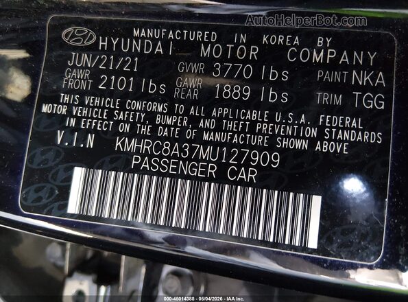 KMHRC8A37MU127909 2021 HYUNDAI VENUE Black Engine compartment view