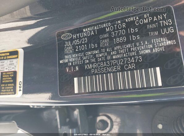 KMHRC8A37PU273473 2023 HYUNDAI VENUE Dark Blue 