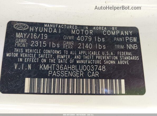 KMHT36AH8LU003748 2020 HYUNDAI VELOSTER N White Widok komory silnika