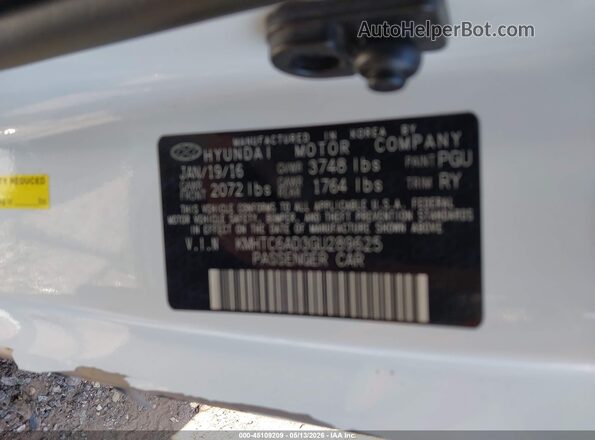 KMHTC6AD3GU289625 2016 HYUNDAI VELOSTER White Вид підкапотного простору