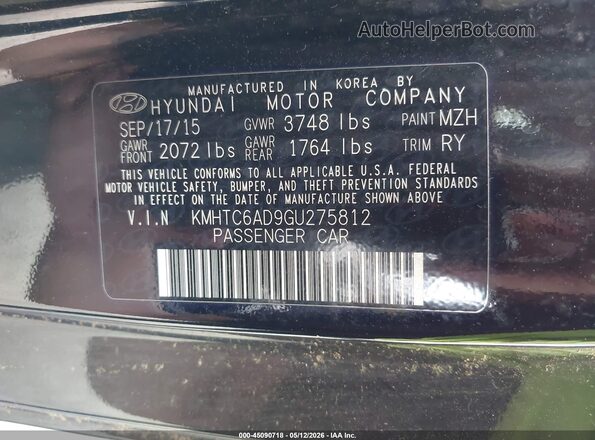 KMHTC6AD9GU275812 2016 HYUNDAI VELOSTER Black 