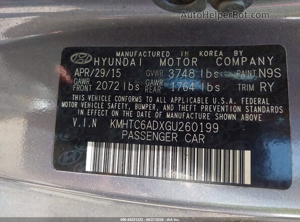 KMHTC6ADXGU260199 2016 HYUNDAI VELOSTER Gray Widok komory silnika