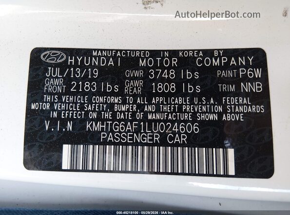 KMHTG6AF1LU024606 2020 HYUNDAI VELOSTER Белый Вид подкапотного пространства