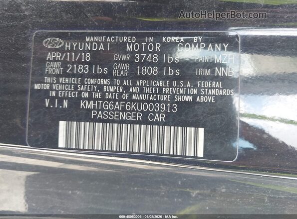 KMHTG6AF6KU003913 2019 HYUNDAI VELOSTER Black Widok komory silnika