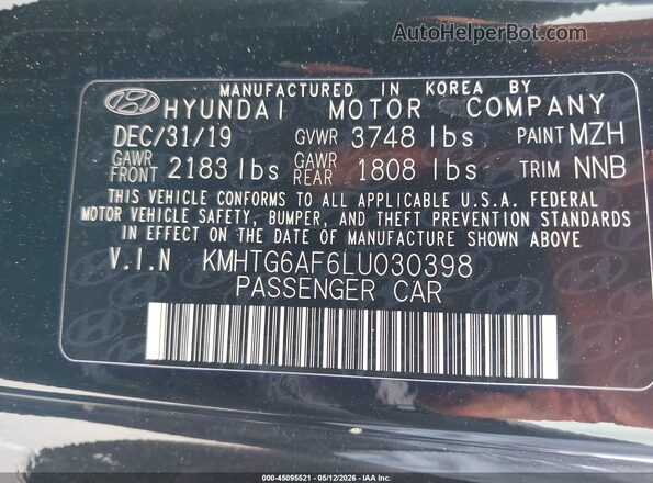 KMHTG6AF6LU030398 2020 HYUNDAI VELOSTER Black 