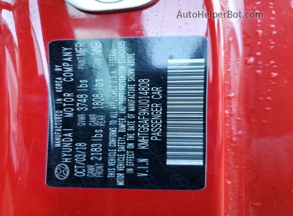 KMHTG6AF9KU014808 2019 HYUNDAI VELOSTER Red 