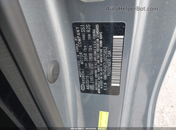 KMHTH6AB7LU025852 2020 HYUNDAI VELOSTER Серый Вид подкапотного пространства