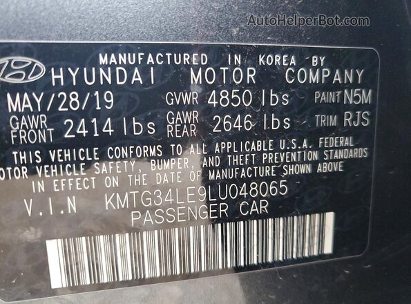 KMTG34LE9LU048065 2020 GENESIS G70 Gray VIN կոդի պիտակի տեսք