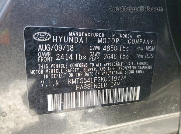 KMTG54LE2KU019774 2019 GENESIS G70 Gray Vista de la etiqueta del VIN