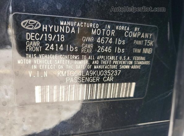 KMTG64LA9KU035237 2019 GENESIS G70 Black 