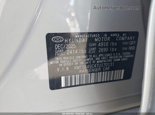 KMTG64SC4TU170131 2026 GENESIS G70 Silver 