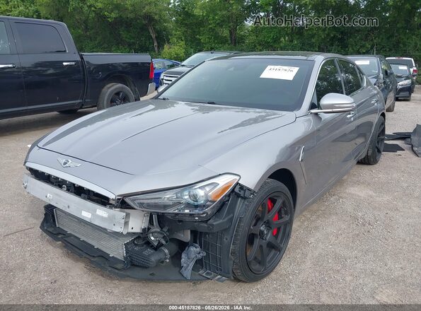 KMTG74LE0MU074415 2021 GENESIS G70 Silver Front left