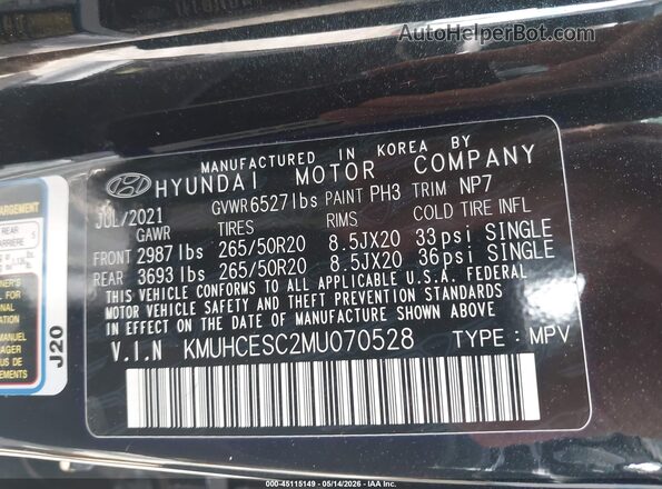 KMUHCESC2MU070528 2021 GENESIS GV80 Black Engine compartment view