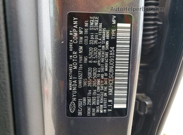 KMUHCESC8NU091854 2022 GENESIS GV80 Gray Панорамний вид салону 360°