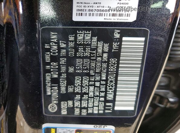 KMUHCESCXRU188298 2024 GENESIS GV80 Black VIN sticker view