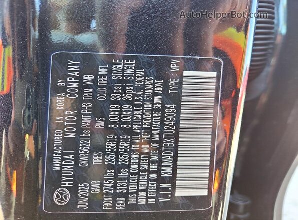 KMUMADTBXTU249094 2026 GENESIS GV70 Черный Вид наклейки с VIN-кодом