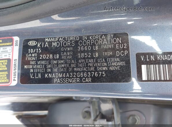 KNADM4A32G6637675 2016 KIA RIO Blue Engine compartment view