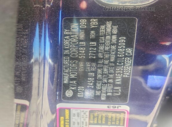 KNAE35LC1L6085090 2020 KIA STINGER Blue 