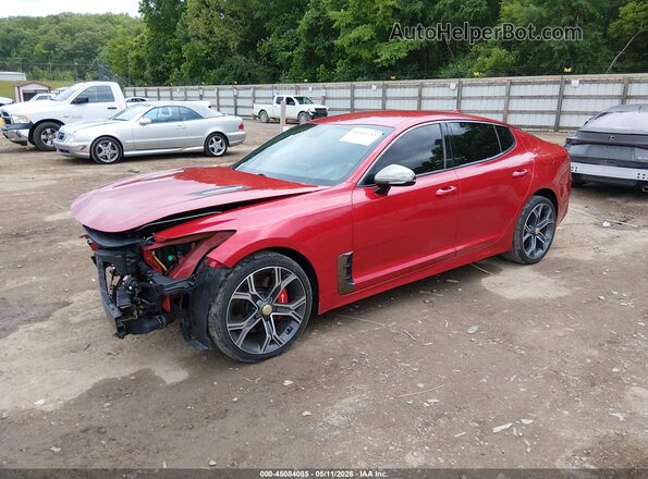 KNAE35LC6L6077874 2020 KIA STINGER Red Առջևի ձախ երեք քառորդ տեսարան