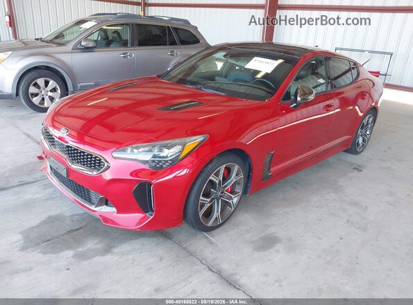 KNAE55LC6J6010909 2018 KIA STINGER Red Vista tres cuartos delantera izquierda