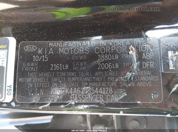 KNAFK4A63G5544128 2016 KIA FORTE Black 