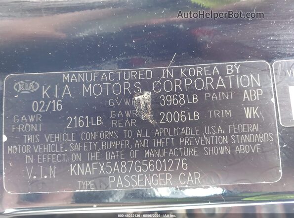 KNAFX5A87G5601276 2016 KIA FORTE Black Вид підкапотного простору