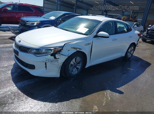 KNAGT4LE4H5019375 2017 KIA OPTIMA HYBRID White Vista tres cuartos delantera izquierda