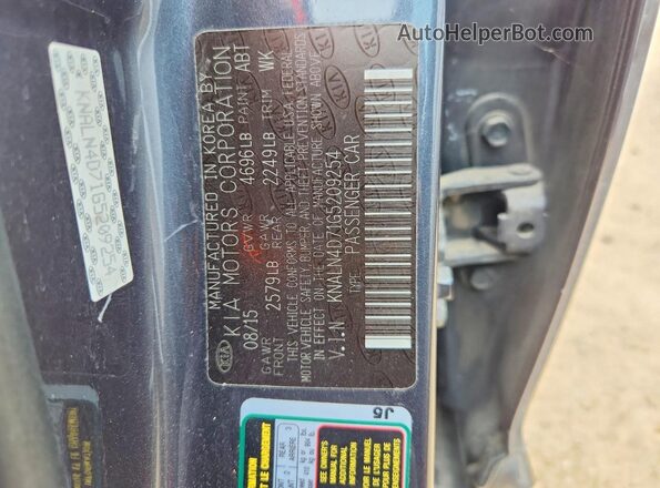 KNALN4D71G5209254 2016 KIA CADENZA Charcoal 
