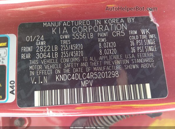 KNDC4DLC4R5201298 2024 KIA EV6 Red Widok komory silnika