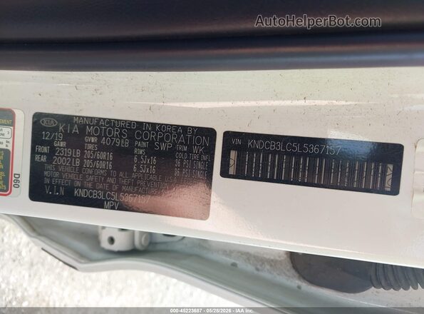 KNDCB3LC5L5367157 2020 KIA NIRO White Vista del compartimento del motor