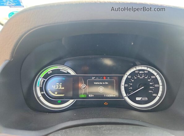 KNDCB3LC7K5221213 2019 KIA NIRO White ხელსაწყოთა პანელის ხედი